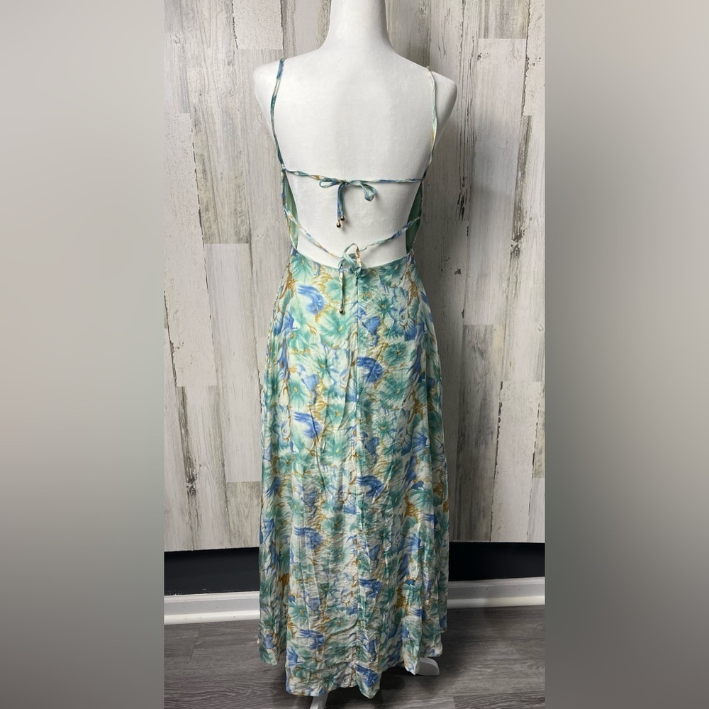 Saints & Secrets MIDI DRESS - CUP BUST SLEEVELESS SLIT IN GREEN FLORAL Sz M - Picture 7 of 11